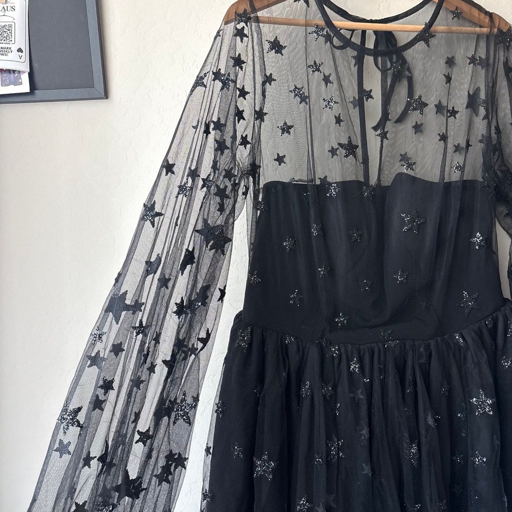 Lirika Matoshi Dress Tulle Mini Glitter Star Long Sleeve Mini Dress Size XL - Picture 3 of 9